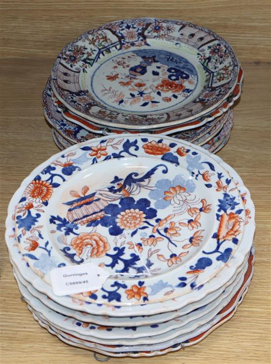 Sixteen 19th century ironstone plates, c.1840